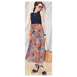 CAbi Vibrant Orange and Blue Maxi Skirt